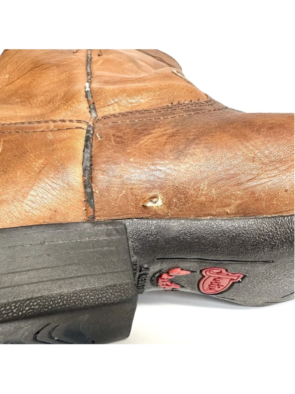 Justin CR0508 Women's Roper Boots Brown Leather Western Work Pull On Size 6.5 B
